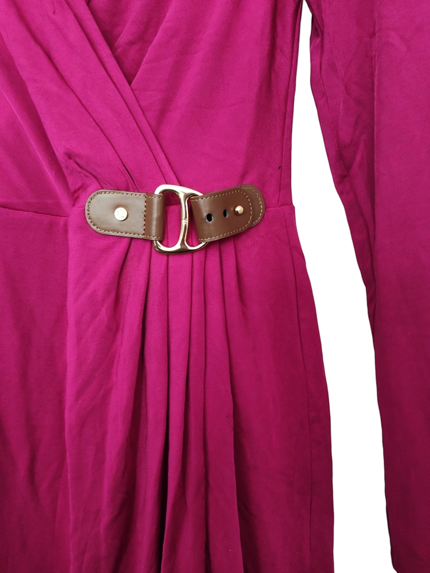 LAUREN Ralph Lauren Buckle-Trim Jersey Cocktail Dress (Fuchsia Berry) Women's Dress