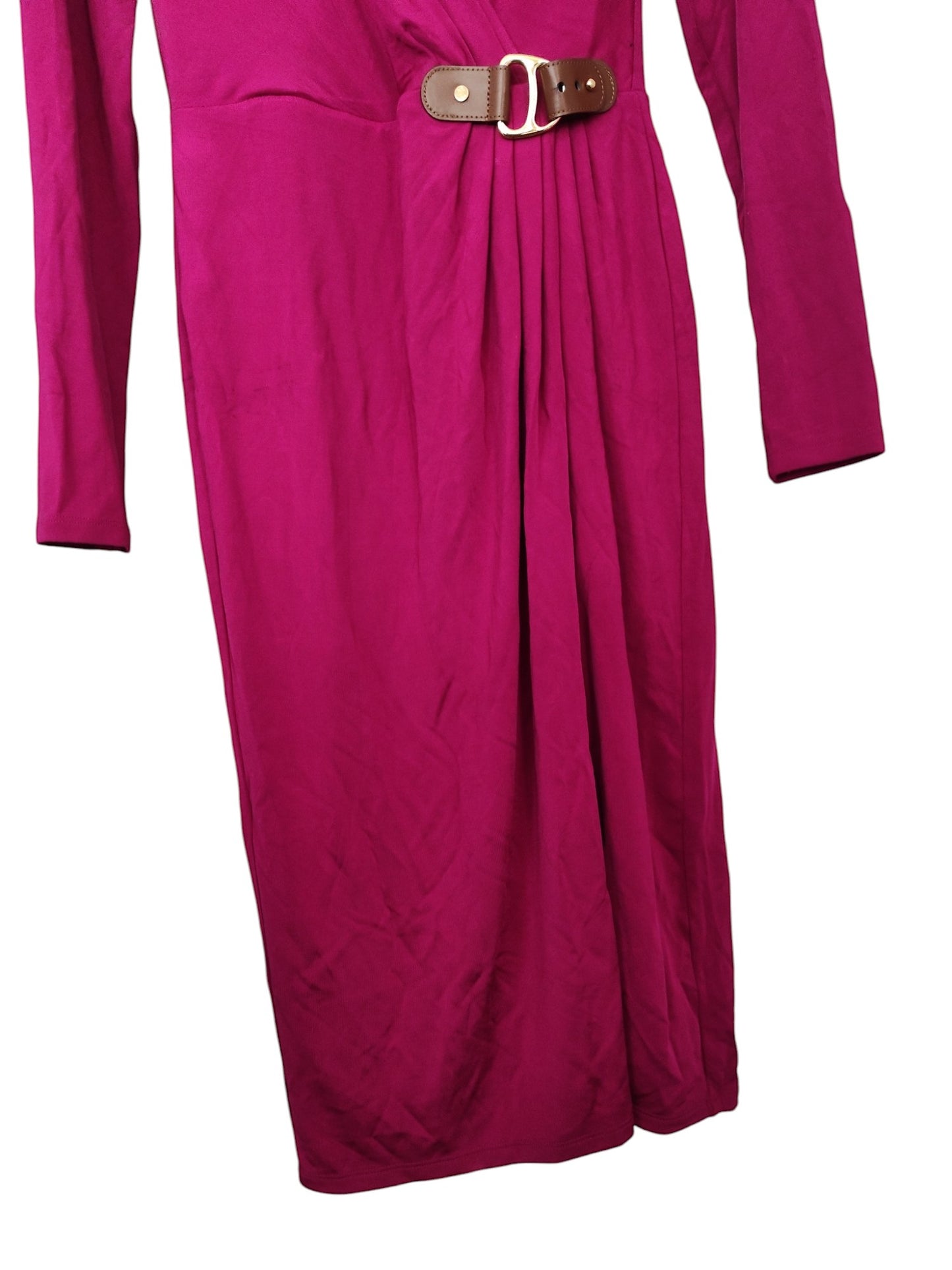 LAUREN Ralph Lauren Buckle-Trim Jersey Cocktail Dress (Fuchsia Berry) Women's Dress