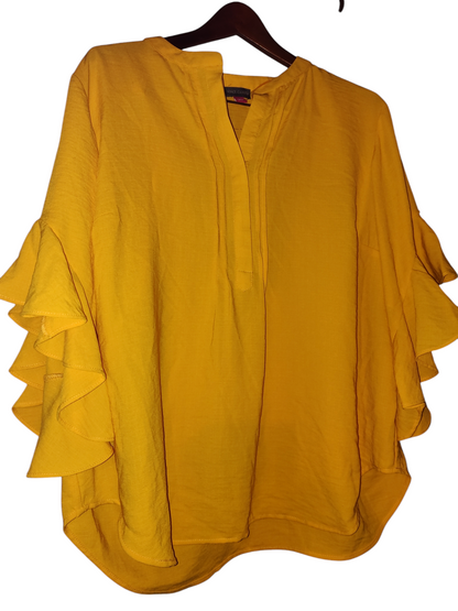 Pull Henley à manches volantées Vince Camuto grande taille