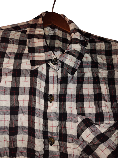 Love, Fire Plus Size Plaid Button-Down To BlackWhite Plaid 2X