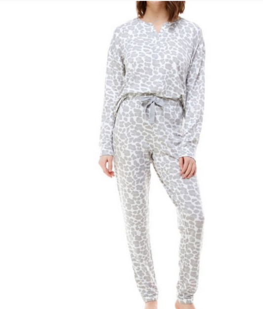 Ensemble de pyjama en tricot beurre Roudelain Léopard blanc