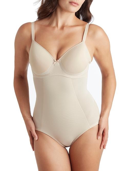 TC Fine  nude firm control bodysuit with underwire cups and low back design for seamless shaping