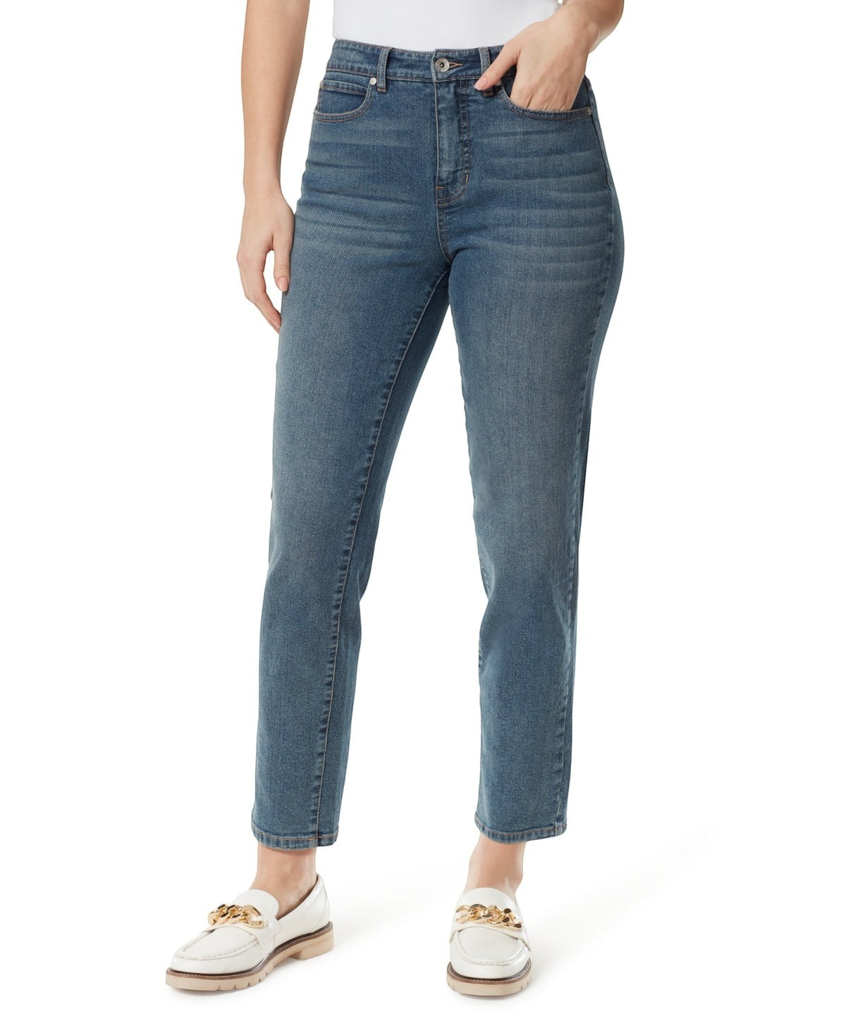 Anne Klein Denim and Sport Womens High Rise Mom Jeans