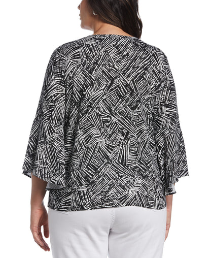 Chemisier à volants et col en V en tricot grande taille ELLA by Rafaella