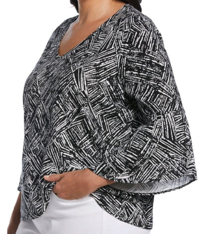 Chemisier à volants et col en V en tricot grande taille ELLA by Rafaella