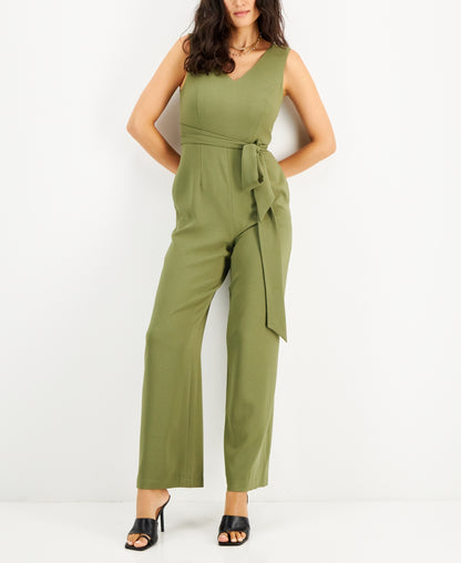 I.N.C. International Concepts Women's V-Neck Belted Crepe Wide Leg Jumpsuit