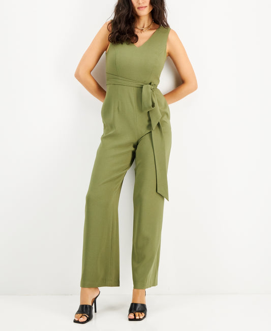 I.N.C. International Concepts Women's V-Neck Belted Crepe Wide Leg Jumpsuit