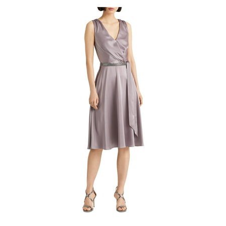 Lauren Ralph Lauren Belted Charmeuse Cocktail Dress