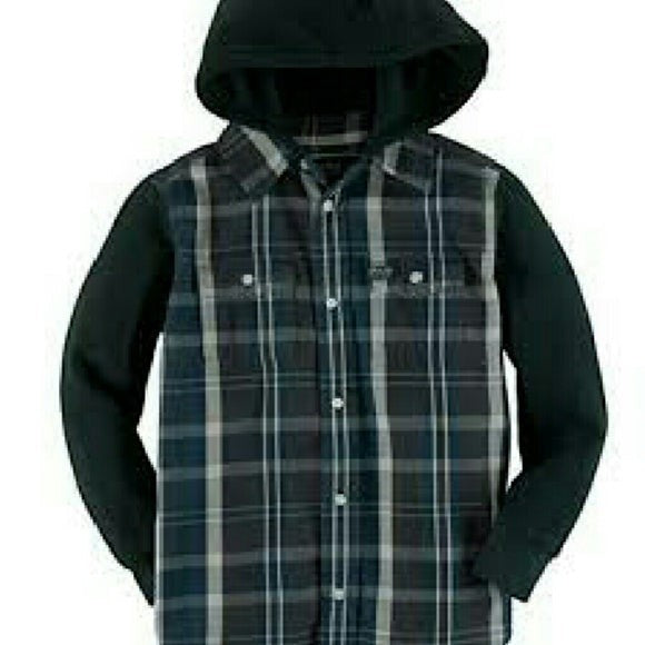 Ralph Lauren Toddler Boys Hoody Plaid top button down blue green
