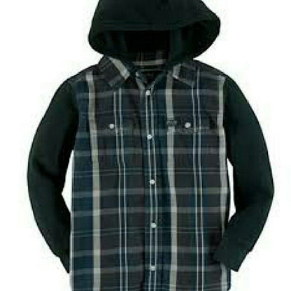 Ralph Lauren Toddler Boys Hoody Plaid top button down blue green