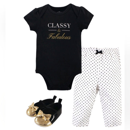 Hudson Baby Girls' Infant Bodysuits set Classy - Black 'Classy and Fabulous' 0-3Months