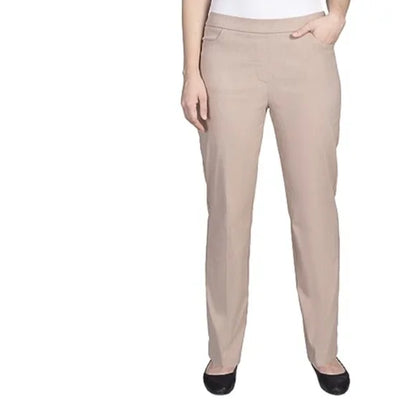 Alfred Dunner Petite Allure Pull-On Straight-Leg Pant Tan 8P Tummy Control