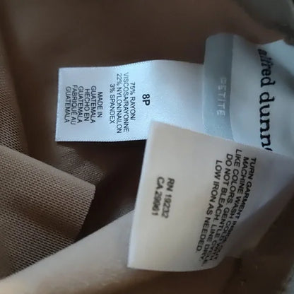 Alfred Dunner Petite Allure Pull-On Straight-Leg Pant Tan 8P Tummy Control