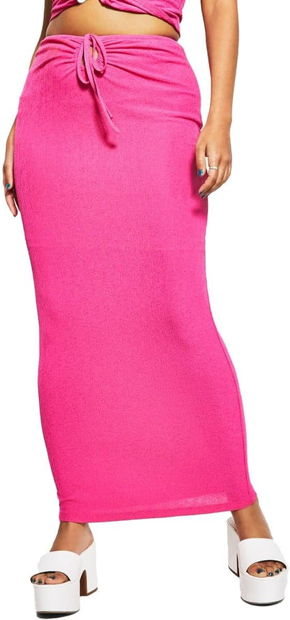 Royalty by Maluma Womens Tie-Front Maxi Skirt Fuchsia Purple