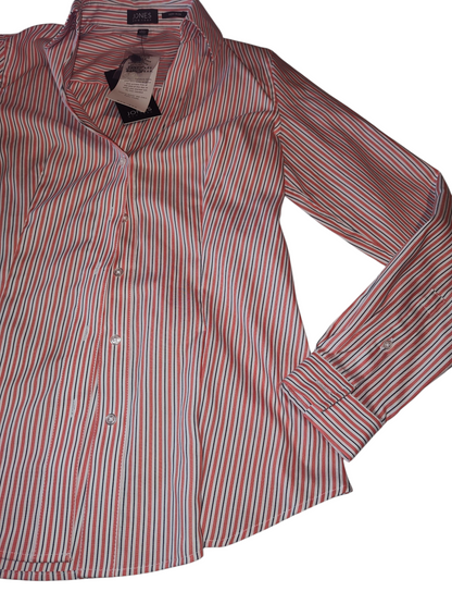 Jones New York Women's Easy Care Button Up long sleeve Shirt Coral Blush