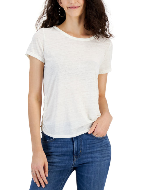 Hippie Rose Juniors' Side-Ruched Short-Sleeve T-Shirt