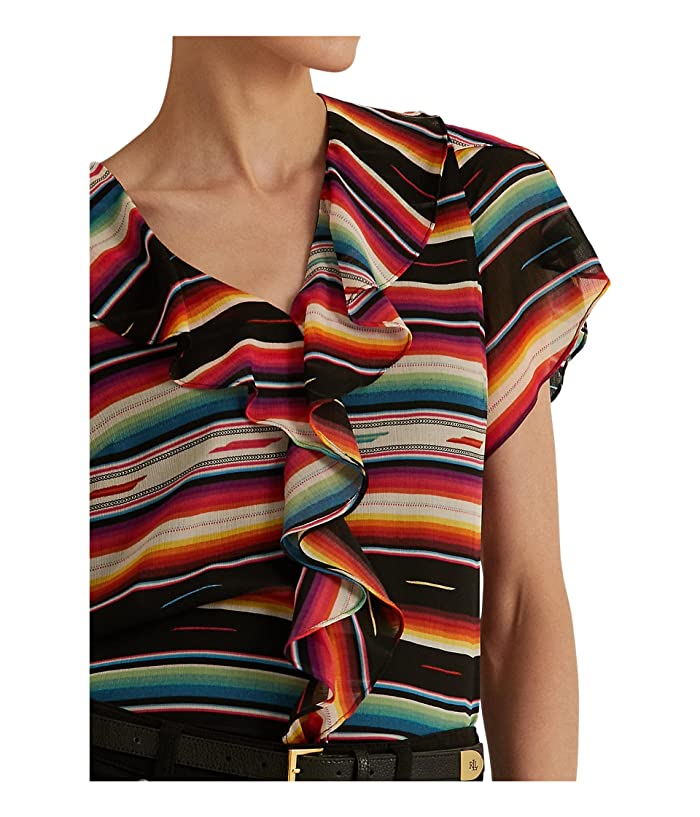 LAUREN Ralph Lauren  Women's Georgette Blouse Multicolor Striped