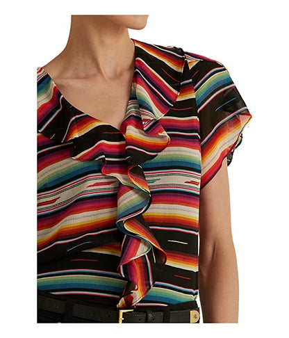 LAUREN Ralph Lauren  Women's Georgette Blouse Multicolor Striped