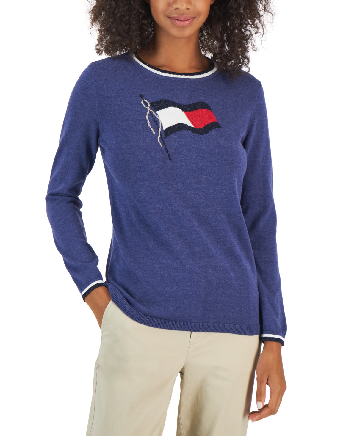 Pull en coton lurex à drapeau Lucy de Tommy Hilfiger pour femme