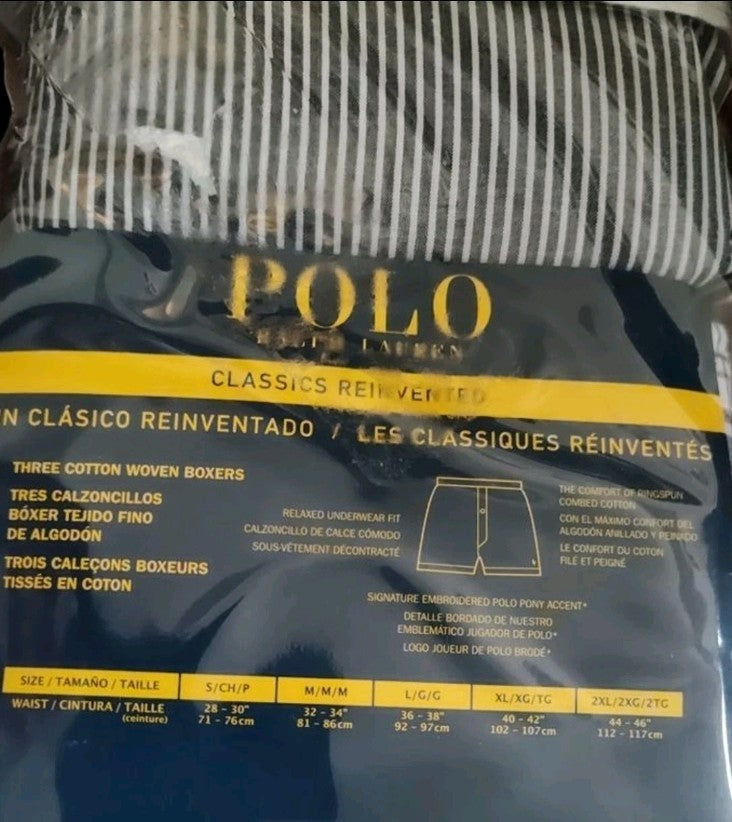 Polo Ralph Lauren Men’s Classic Woven Boxers 3-Pack – Black & Gray Assorted – 100% Cotton – Size Small details