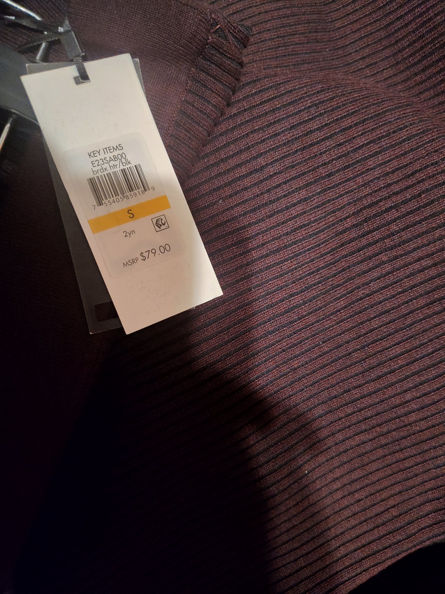 DKNY Jeans Womens Ribbed Pull-On Close Knit Pencil Burgundy/Black Small.