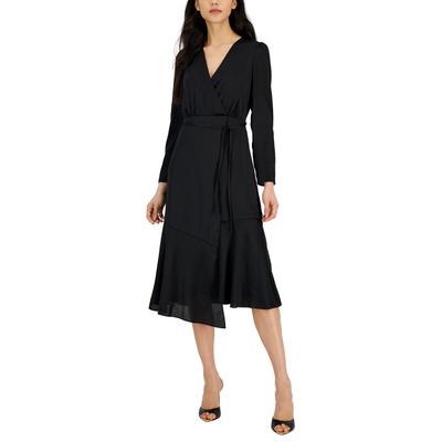 INC Women's V-Neck Faux-Wrap Dress, Created for Macy's - Black 12