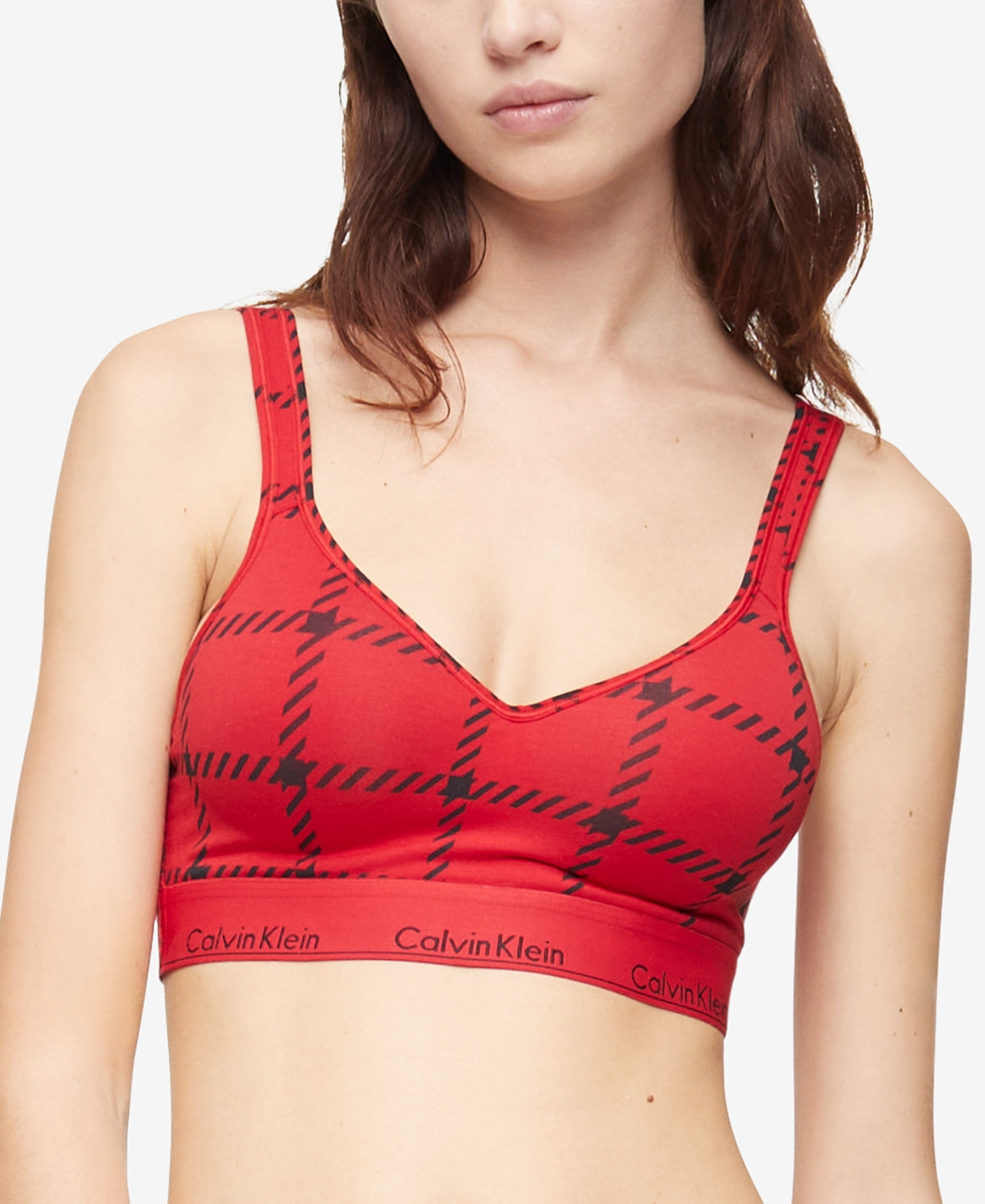 Calvin Klein CK Women's Modern Cotton Lift Wireless Bra- Rustic Red (QF6702)