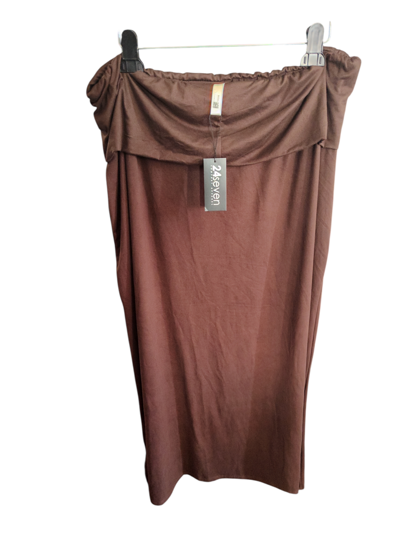 24seven Comfort Apparel  Women Brown 2X Large Long Maxi Skirt Fold over