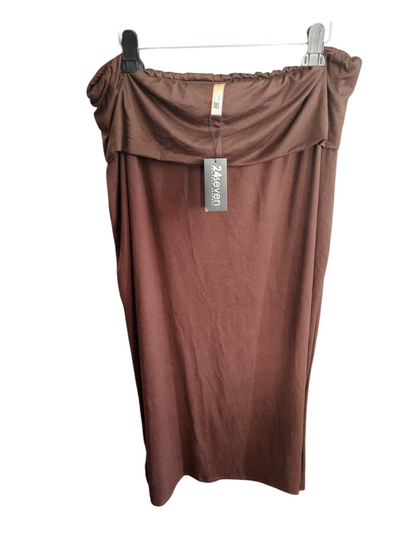 24seven Comfort Apparel  Women Brown 2X Large Long Maxi Skirt Fold over