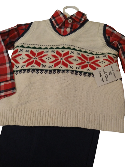 TFW  Baby Boys Snowflake Sweater Vest Pant Set.  Off White 12 months