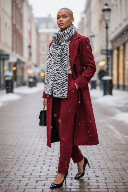 Écharpe en tricot à imprimé animal duveteux