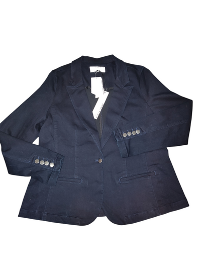 Anne Klein Jeans Womens Single-Button Blazer- Denim Rinse