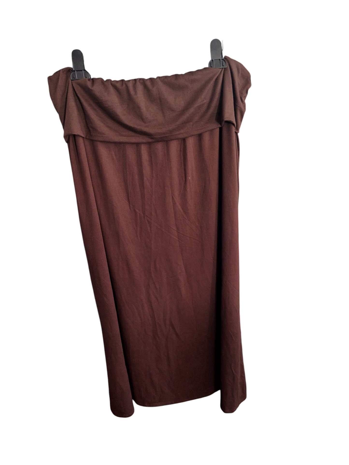 24seven Comfort Apparel  Women Brown 2X Large Long Maxi Skirt Fold over