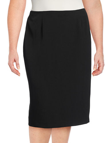 Kasper Plus Size Stretch Crepe Pencil Skirt Black