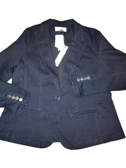 Anne Klein Jeans Womens Single-Button Blazer- Denim Rinse front