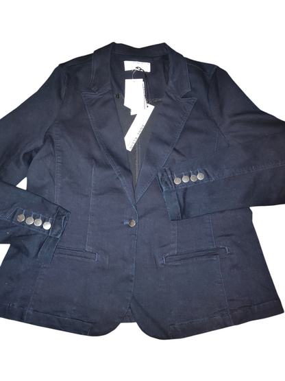 Anne Klein Jeans Womens Single-Button Blazer- Denim Rinse