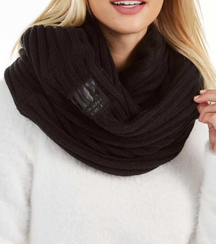 DKNY Women's Fleece lined  Ribbed Infinity Winter Scarf- DK4908