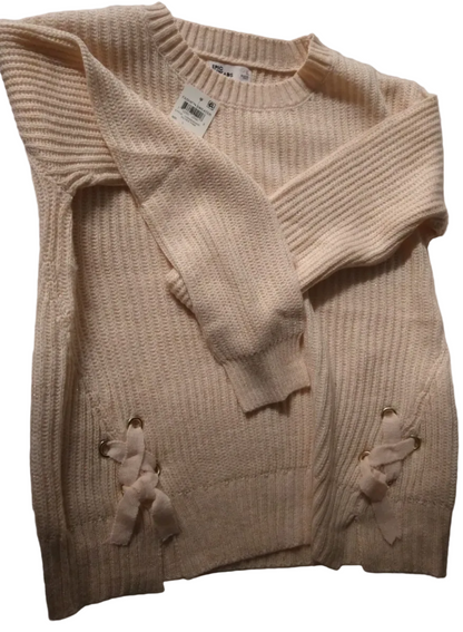 Epic Threads Big Girls Soft Pink Sweater with gold lurex.