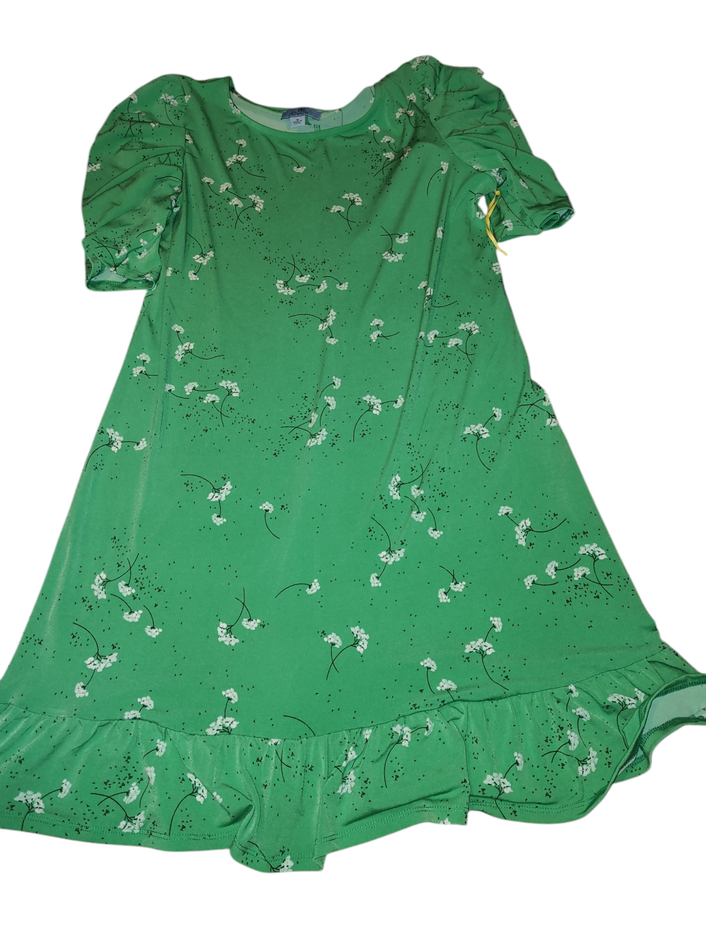 Robe imprimée à manches froncées pour femme, émeraude douce