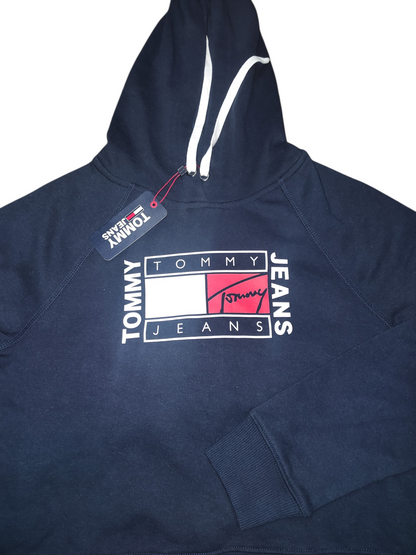 Sweat à capuche court à imprimé drapeau Tommy Jeans pour femme