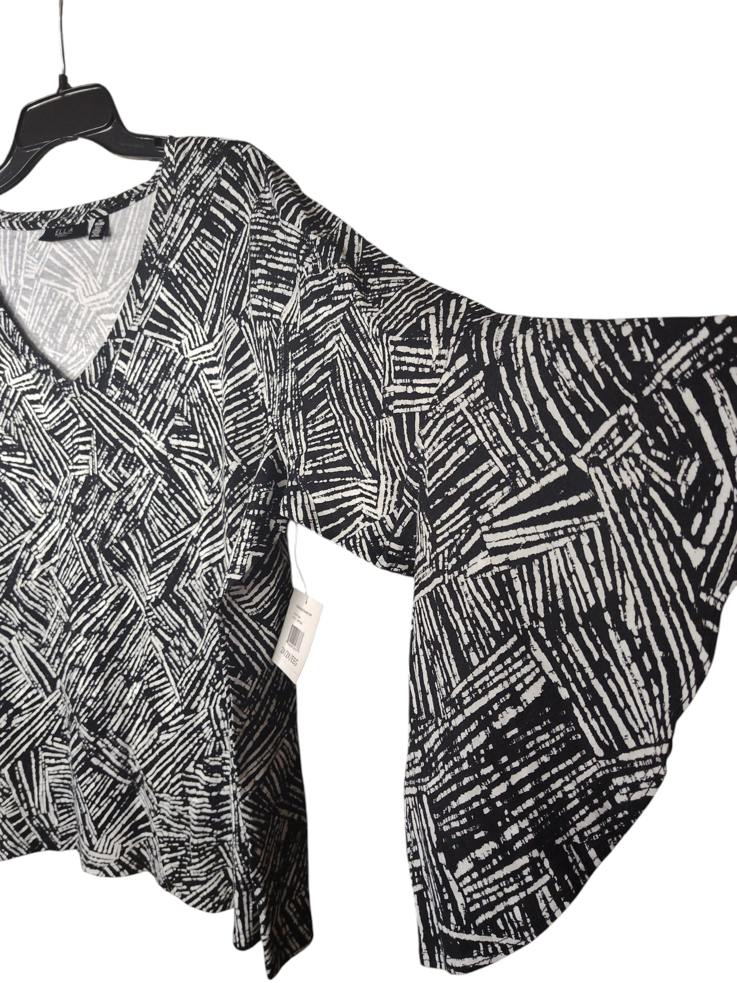 ELLA by Rafaella Plus Size Knit V neck Ruffle Blouse 2X