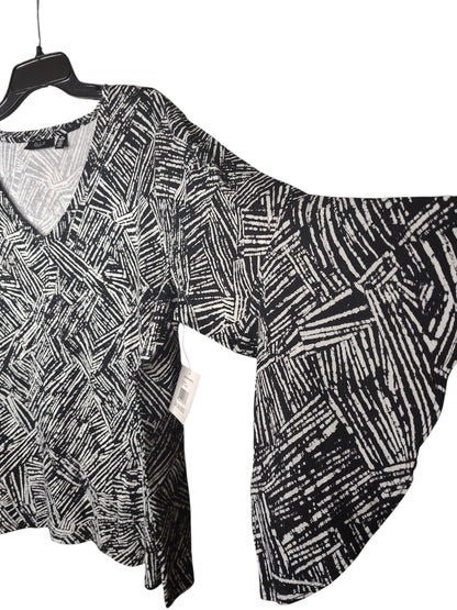 ELLA by Rafaella Plus Size Knit V neck Ruffle Blouse 2X