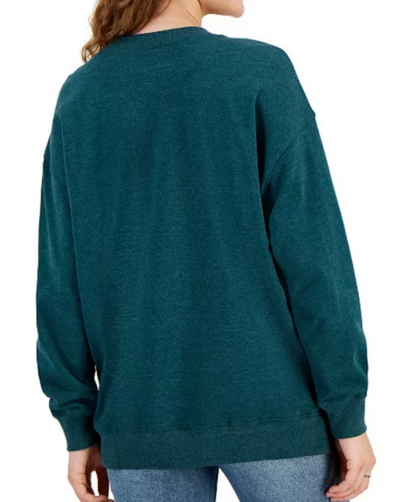 Rebellious One Juniors Butterfly Crewneck Sweatshirt . Cali butterfly print . Heather Botanical Green Large