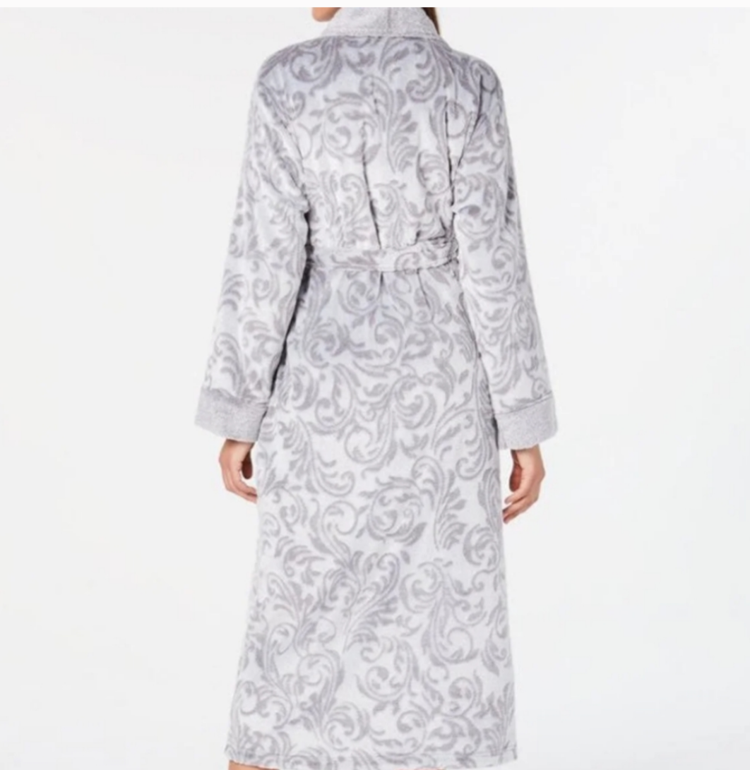 Charter Club Plus Size Long Plush Scroll-Print Rob