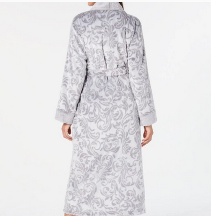 Charter Club Plus Size Long Plush Scroll-Print Rob