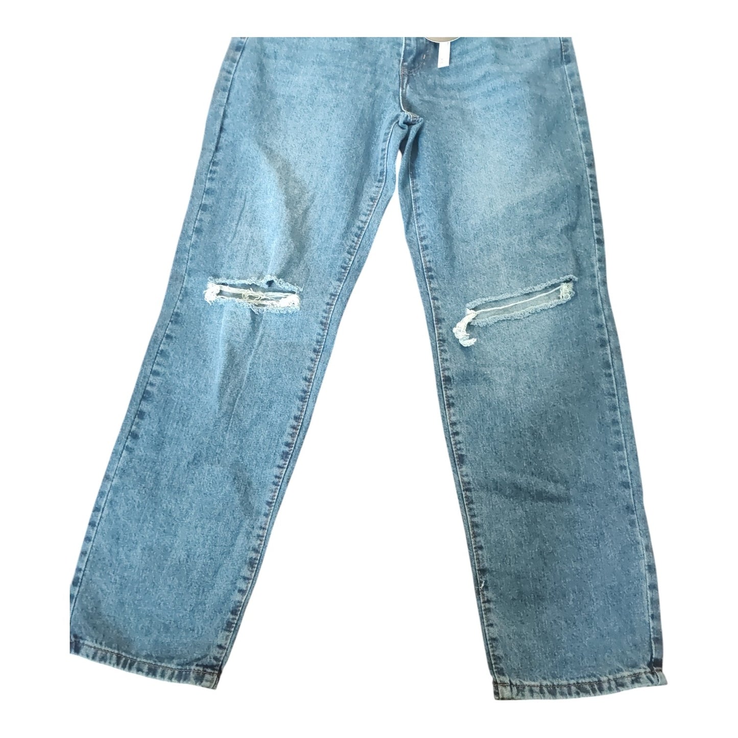 Dollhouse Womens Ripped Knee High Rise Dad Relaxed Fit Jeans Blue Juniors 9/10