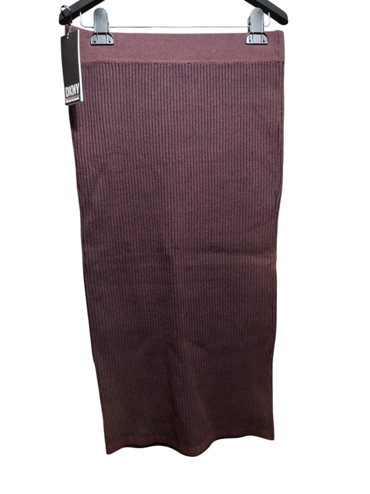 DKNY Jeans Womens Ribbed Pull-On Close Knit Pencil Burgundy/Black Small.