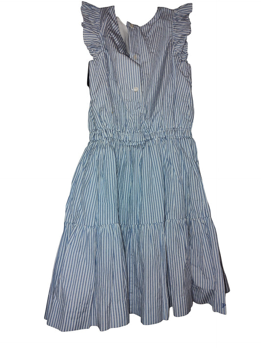 Polo Ralph Lauren Big Girl Striped Tiered  Cotton Blue White 10
front