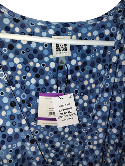 NWT Anne Klein Plus Size 2XL Faux Wrap Dress Blue Jay Midi Stretch