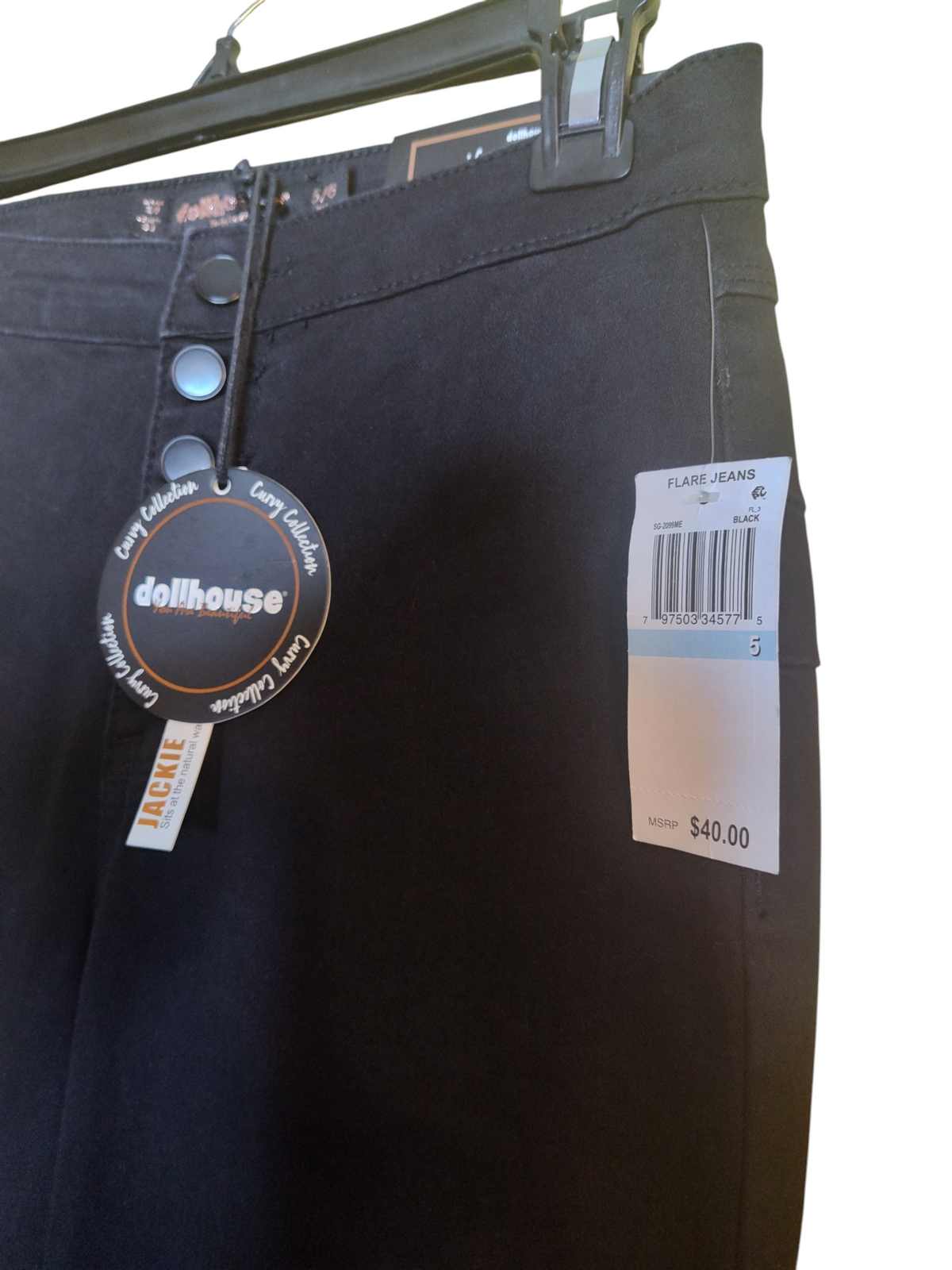 Dollhouse Juniors Curvy-Fit Flare Stretch Soft Jeans Black 5/6
